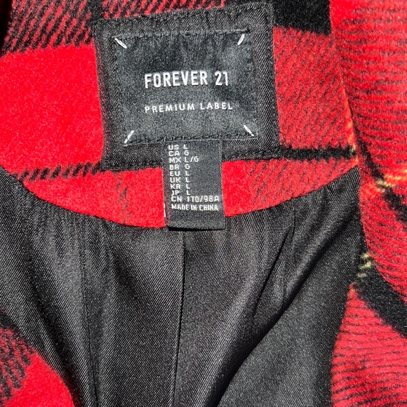 FOREVER 21 red and black plaid blazer jacket ❤️🖤 - Picture 3 of 8